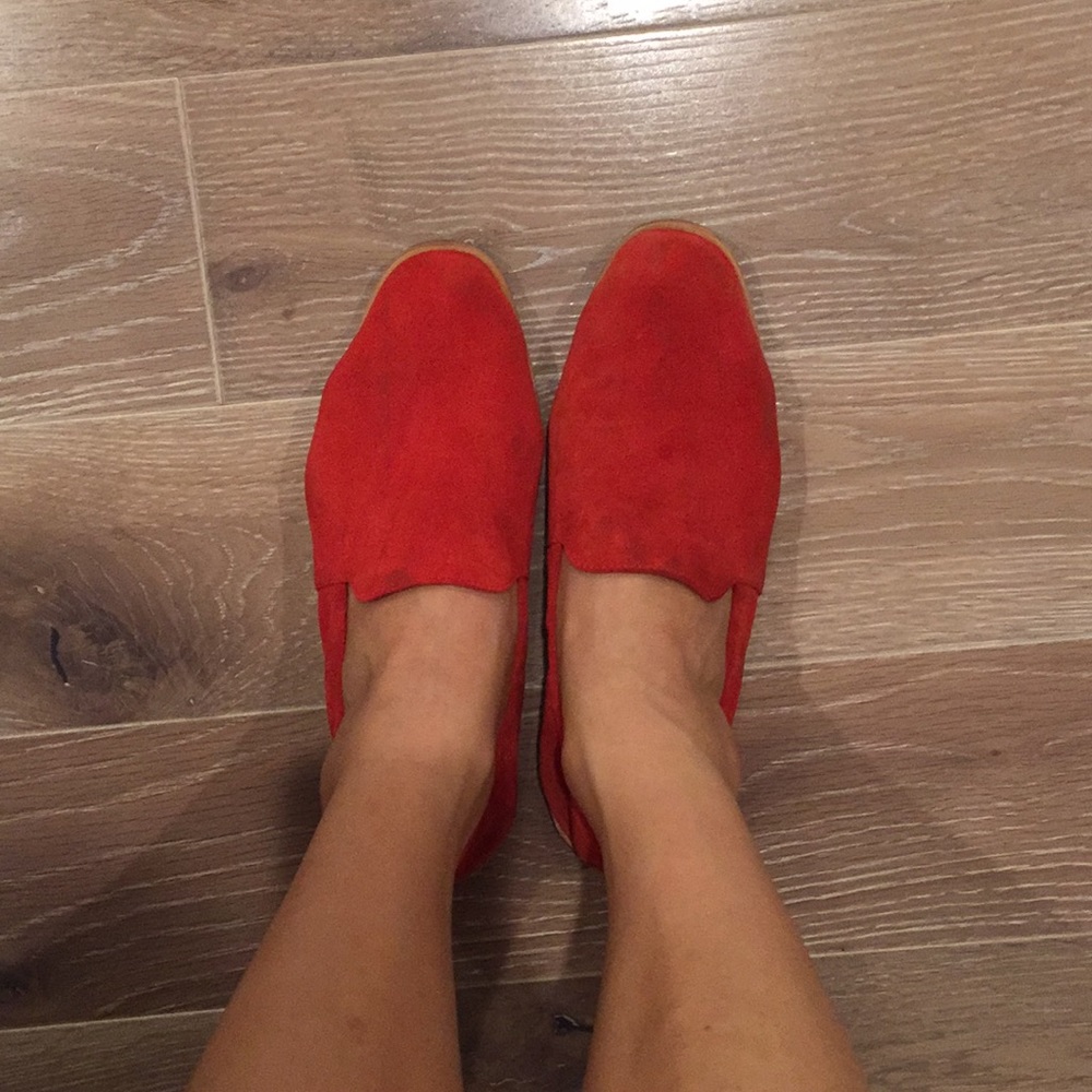 Zara Red Suede Loafers